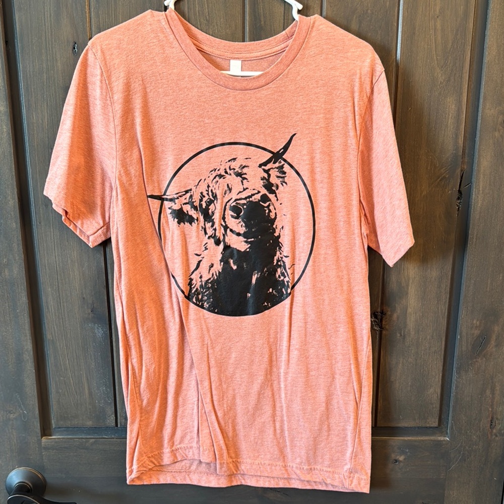 Orange Graphic T-Shirt with Bull Design